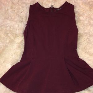 Topshop burgundy peplum top